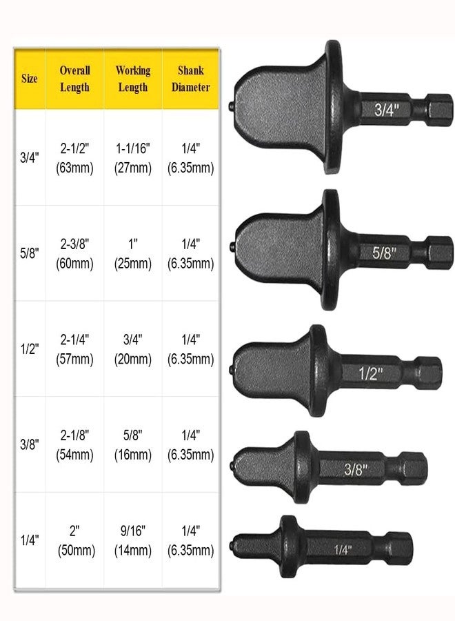 Eyech 5pc Copper Tube Expander 1/4 Inch Hex Copper Pipe Swaging Tool Drill Bit Flaring Set for HVAC Air Conditioner Repairing Swage Tools - Image 3
